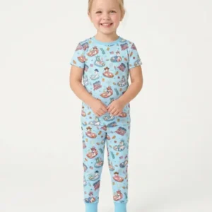 250 America Patriotic Goose Family Matching Bamboo Two Piece Short Sleeve Pajama Set
