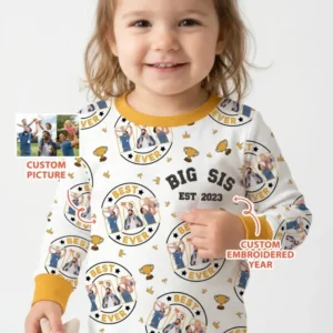 Personalized Family Matching Father's Day Embroidered Bamboo Two Piece Long Sleeve Pajama Set