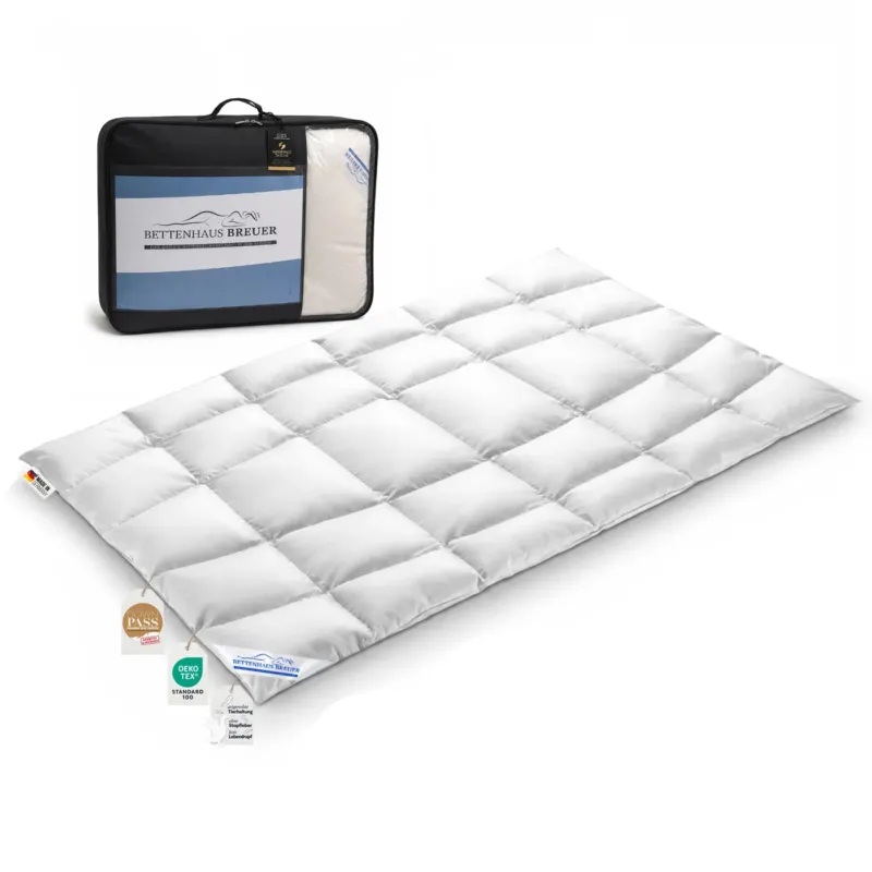 Eine Bettdecke 135x200 mit tasche daunendecke mit 5x6 kassettensteppung in weiss