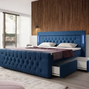 Boxspringbett Charme mit LED, USB und Stauraum (4 Schubladen) - Luxusbetten24