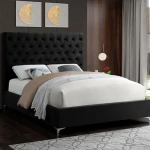 IF-5643 Black Velvet Bed with Chrome or Gold Legs