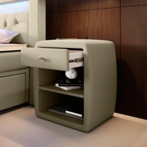 Designer Nachttisch Tavira mit USB (Kunstleder) - Luxusbetten24