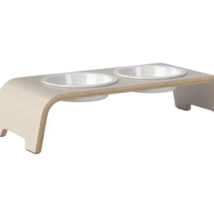 dogBar® S-large - HPL cashmere grey mit Porzellan-Hundenapf-dogBar-TOJU Interior