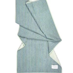 Sage and cobalt blue striped organic cotton terry towel