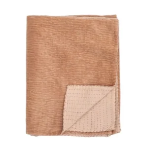 Tagesdecke Rosina – Quilt aus Baumwolle mit Velours in Rosé
