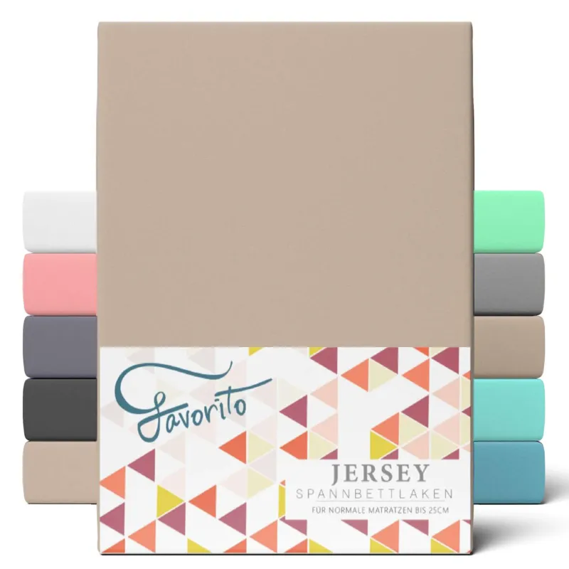 Favorito Jersey Spannbettlaken Taupe 180x200 cm - 200x200 cm