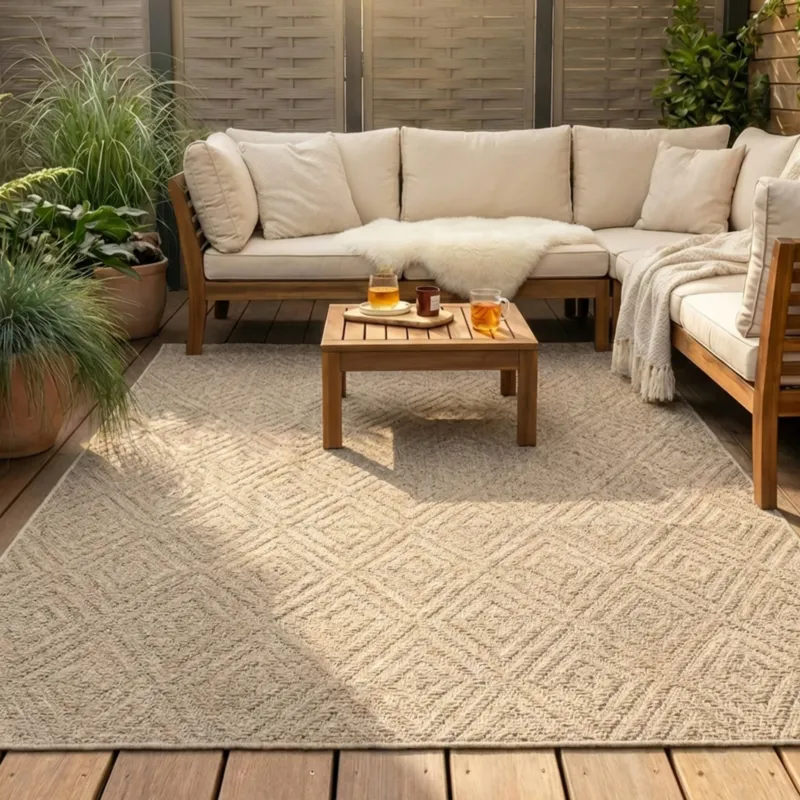 Jute Outdoor Rug - Fora Tile Natural