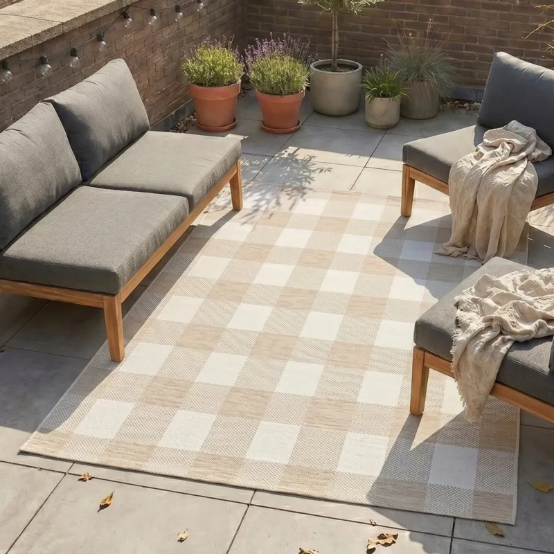 Indoor Outdoor Rug - Ranch Checkerboard Beige