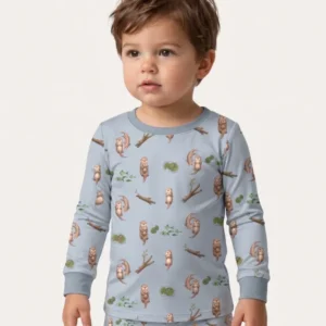 Otter Family River Days Bamboo Two Piece Long Sleeve Pajama Set