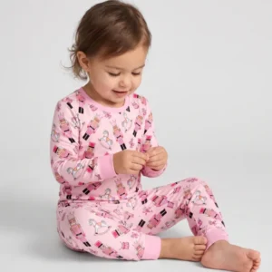 Pink Nutcracker Holiday March Bamboo Two Piece Long Sleeve Pajama Set