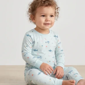 Little Ocean Swimmers Bamboo Two Piece Long Sleeve Pajama Set