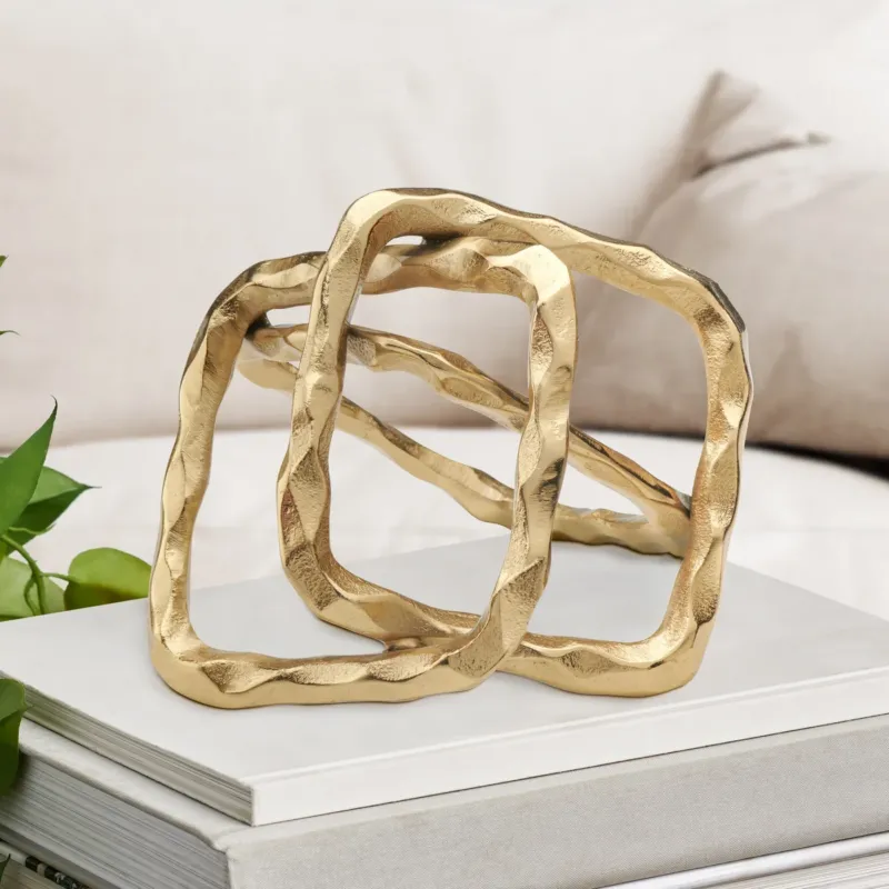 Trio Square Frame 6h" Aluminum Decor Sculpture - Gold