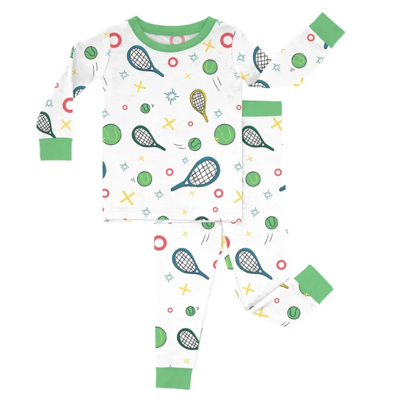 Green Tennis Two Piece Pajama Set , Green Tennis Two Piece Pajama Set - 12-18M