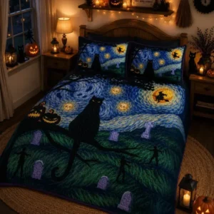 Starry Night Halloween Bamboo Quilt Bedding Set