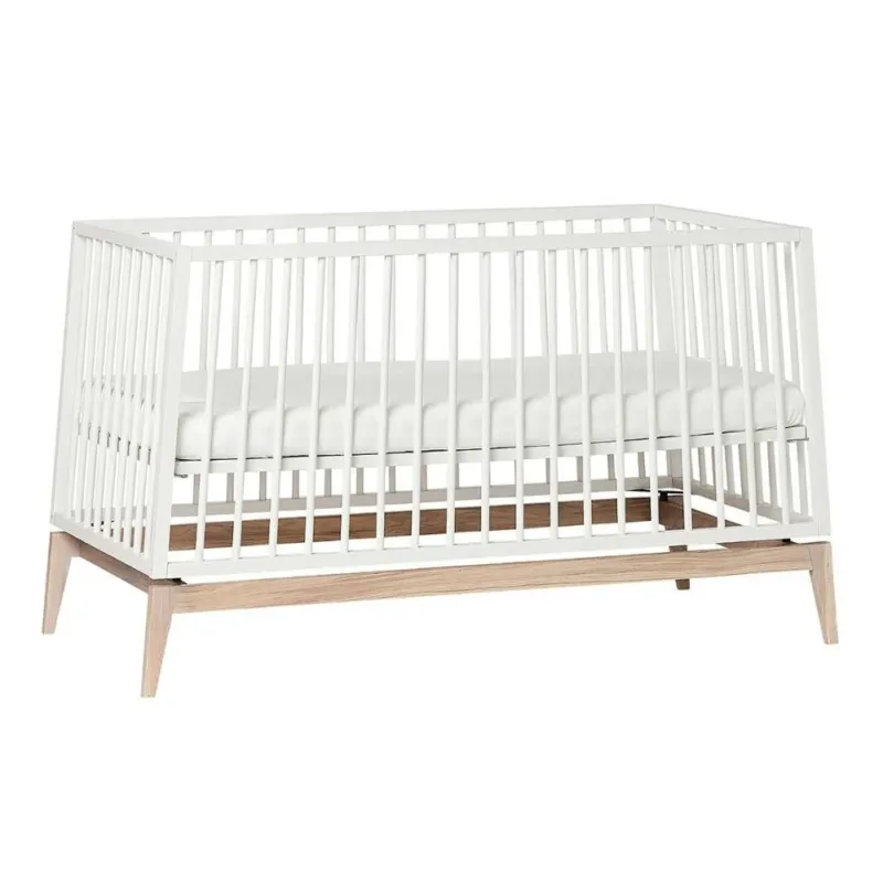 LEANDER - Lit Bébé Luna, 140x70 Cm, Blanc/chêne