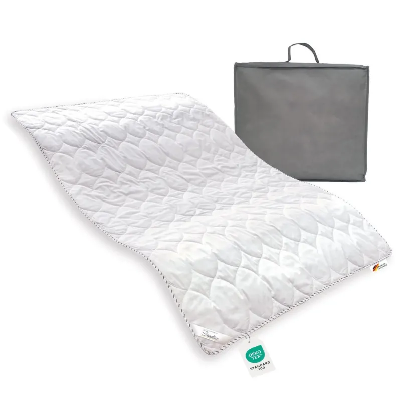 Eine Bettdecke 135x200 mit Tasche und oekotex Label geeignet für Allergiker