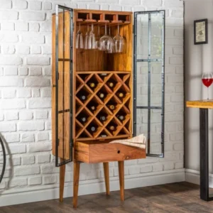 BODEGA Massives Weinregal 145cm Akazienholz Flaschenregal Industrial Design