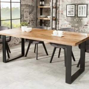 IRON CRAFT Massiver Esstisch 160cm natur Mangoholz Eisen Kufengestell Industrial Design