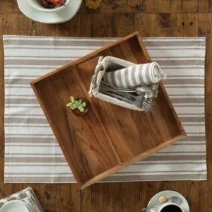 Elegantes Servier Tablett CIANO 40x40cm Akazie Massivholz mit Griffen