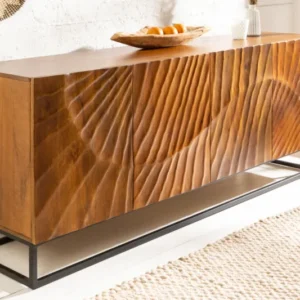 SCORPION Massives Sideboard 177cm braun Mangoholz aufwendige 3D Schnitzereien