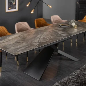 EUPHORIA Ausziehbarer Esstisch 180-220-260cm Taupe Keramik made in Italy
