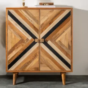 LONG ISLAND Massives Highboard 120cm Mangoholz mit aufwendiger Front