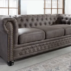 Chesterfield 3er Sofa 205cm vintage 3-Sitzer mit Knopfheftung und Federkern
