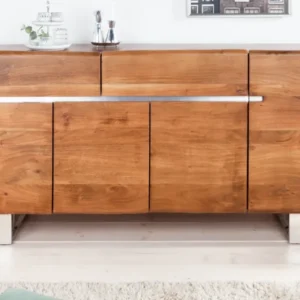 MAMMUT Massives Baumstamm Sideboard 170cm Akazie Kufengestell aus Edelstahl