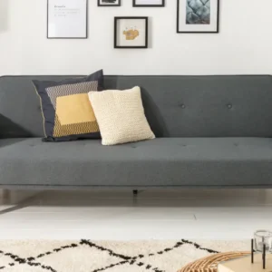 Design Schlafsofa SCANDINAVIA 210cm anthrazit grau Strukturstoff 3-Sitzer Holzfüße