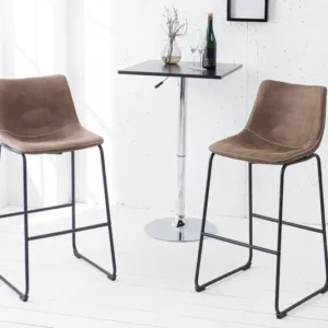 DJANGO Design Barstuhl taupe mit Eisengestell