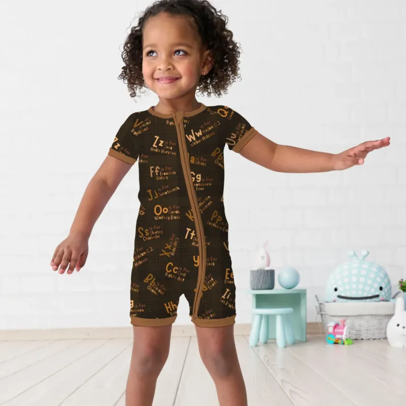 Black History Alphabet Bamboo Shorty Zippy