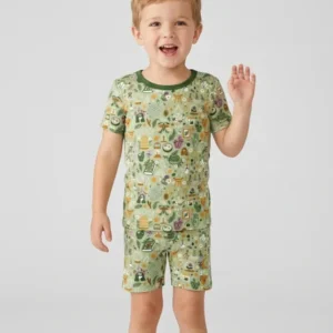 Boho Witchy Celestial Magic Floral Bamboo Two Piece Short Sleeve Shorts Pajama Set