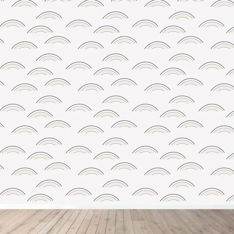 MUNKS & ME - Papier Peint Chambre Enfant à Motif Répété - Rainbow Wave | Marine