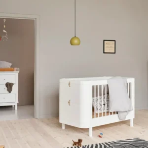 OLIVER FURNITURE - Lit Bébé Évolutif Wood Mini+, Avec Kit Junior Inclus, Blanc