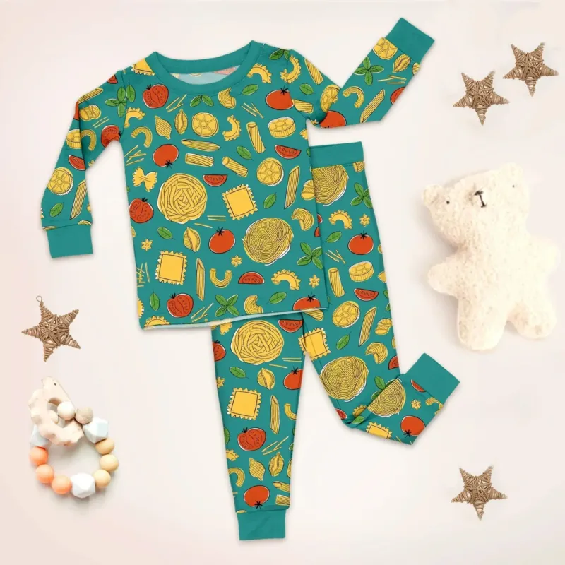Pasta Party Two Piece Long Sleeve Pajama Set , Pasta Party Two Piece Long Sleeve Pajama Set - Long Pajama / 12-18M