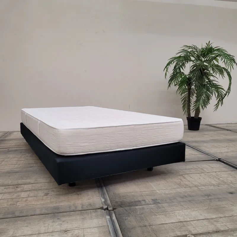 Boxspringbett 100x200 Schwarz Stoff Inkl. Matratze Einzelbett Bett Gebraucht
