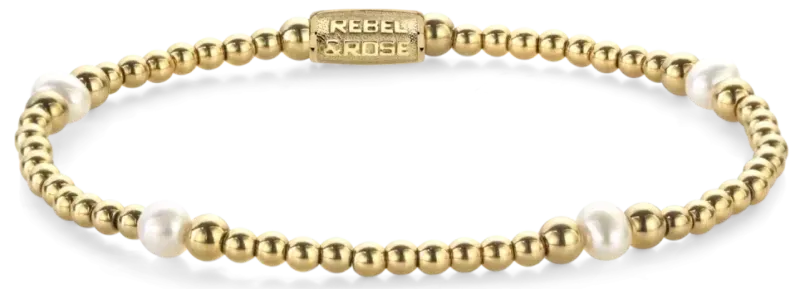Armband mit Süßwasserperlen, goldplattierten Edelstahlsteinen und Edelstahlverschluss