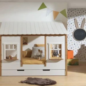 VIPACK - Lit Cabane(05) HOUSEBED 90x200cm Blanc