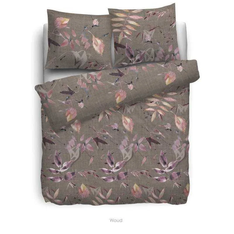 HnL Flanell Bettwäsche Blumen Braun Woud Wobi