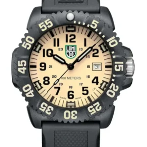 Herrenarmbanduhr Luminox Sea Lion X2 mit sandfarbenem Zifferblatt, schwarzem Band