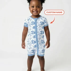 Custom Name Mama Bear Toile Bamboo Shorty Zippy